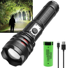 Τακτικός φακός LED, 20000 lumens P70 υψηλής ισχύος, επαναφορτιζόμενη μέσω USB,