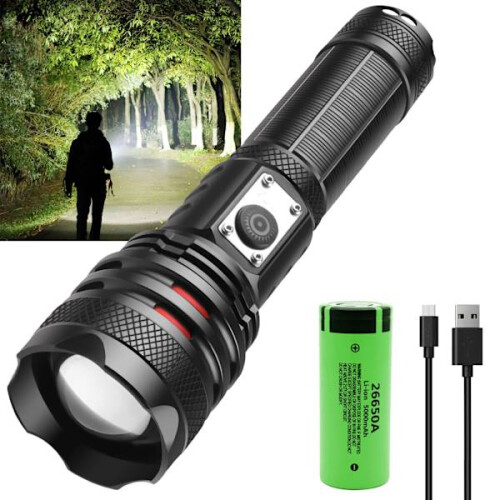 Τακτικός φακός LED, 20000 lumens P70 υψηλής ισχύος, επαναφορτιζόμενη μέσω USB,