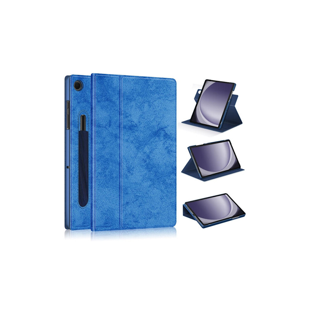Compatible With Samsung Galaxy Tab A9+ 360 Rotation Stand In Leather Blue 9048212909569