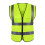 SPRING PARK Reflective Stripes Zipper Closure Safety Vest, Polyester Yellow 4