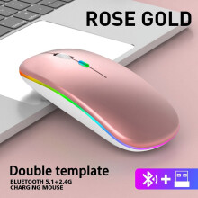 Oplaadbare draadloze Bluetooth-muis met 2,4 GHz USB RGB-verlichting en 1600 DPI, geschikt voor computer, laptop, tablet, pc, Macbook en gaming.