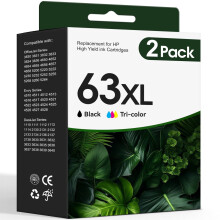 Cartucho de tinta negro/tricolor 63 para cartuchos de tinta HP63 63XL (paquete de 2)