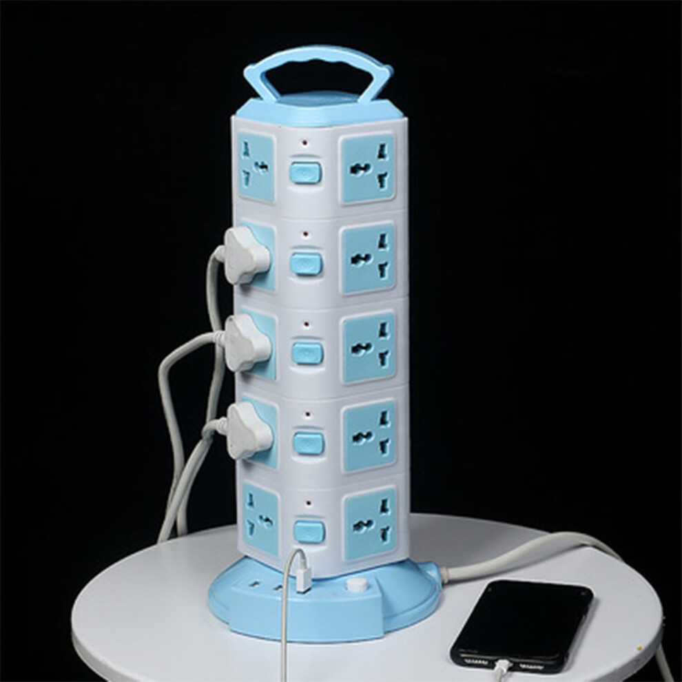 Power Strip Surge Protector With 3 Usb Ports & 20 Universal Sockets, 6.6Ft Cord - Vertical Charging Station Tower 9048212959335