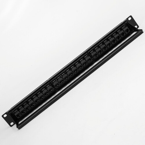 2X 19Inch 1U Cabinet Rack Pass-Through 24 Port CAT6 Patch Panel RJ45 Cable Adapter Jack Modular Frame 2