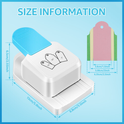 Wrvxzio3in1Craft Tag Punch, 1,5/2/2,5 ιντσών Χαρτί ετικετών δώρων για DIY έργα, δημιουργία καρτών, 1