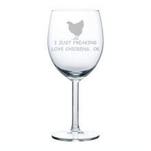 Taça de Vinho "Eu Simplesmente Amo Galinhas" (295ml)