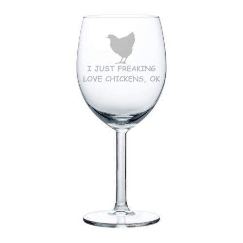 Taça de Vinho "Eu Simplesmente Amo Galinhas" (295ml)