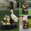 WinysinHome Decor Ρητίνη Πάπια Οικογένεια Διακόσμηση Κήπου Αίθριο Άγαλμα Ζώου Κήπου 5