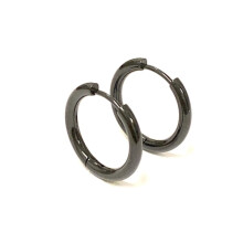 Black Hoops/creoles earrings in Surgical Steel. Inner diameter 20mm