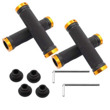 Gold- Road Cycling Handlebar Grips Anti-Skid Rubber Bicycle Grips Mountain Bike Lock on Bicycle Handlebars End Grips