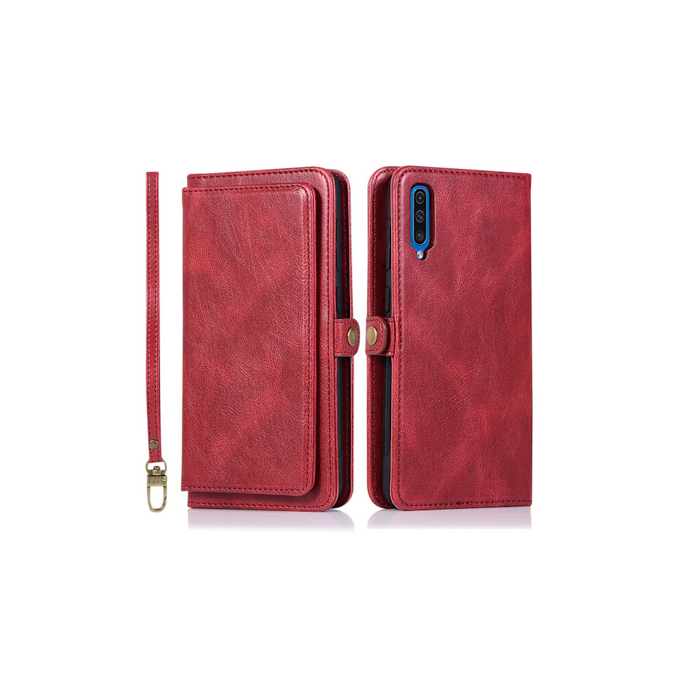 Compatible With Samsung Galaxy A50 - Stylish Dual Function Wallet Case Red 9322103544665