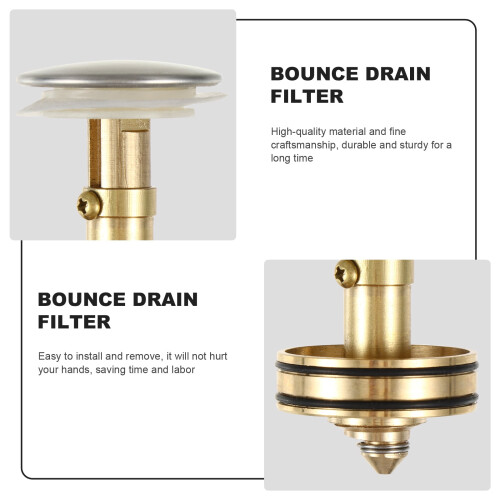 Garbage Filter Wash Basin Drain Plug Steel Sink Kitchen Strainer Copper 2 Pc 1