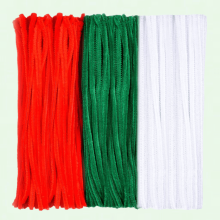Set van 150 kerstpijpenragers, 30 cm lange rode, groene en witte chenillestelen voor knutselprojecten