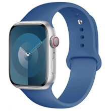 Silikonowa opaska na ramię kompatybilna z Apple Watch 38-49 mm, pasuje do serii iWatch 9/8/7/6/5/4/3/SE/Ultra2, kolor lniany niebieski
