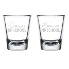 Juego de 2 vasos de chupito de 50 ml (1.75 oz) Regalo para estudiantes de enfermería (NP) con temática de enfermera practicante (NP)