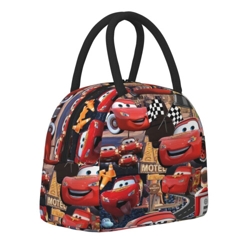 Φορητή τσάντα φαγητού Cars Lightning Mcqueen με μόνωση, ψυγείο, τσάντα Tote με μπροστινή τσέπη 2
