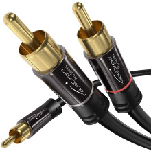 – 6 meter lange – RCA/Phono Y-kabel, 1 naar 2 RCA/Phono, stereo audiokabel (coaxkabel, RCA/Phono mannelijk/mannelijk)