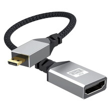 jixopn V2.0 20CM haakse Micro HDMI-compatibele naar HDMI-compatibele kabel, 4K@60Hz, nylon gevlochten voor camera's, HDTV's en monitoren