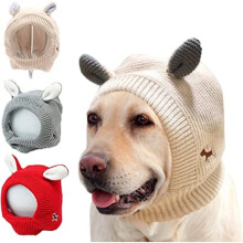 Cuffie antirumore per cani, paraorecchie per cani, cappellino lavorato a maglia per cuccioli con design a orecchie di coniglio, toelettatura, fascia