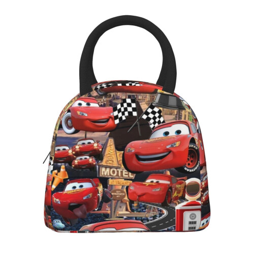 Φορητή τσάντα φαγητού Cars Lightning Mcqueen με μόνωση, ψυγείο, τσάντα Tote με μπροστινή τσέπη 1