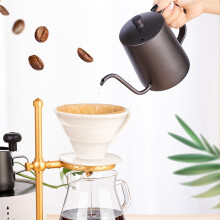 600ml nerezová kanvica na kávu s husím krkom, dlhý úzky výlev s odkvapkávačom a pokrievkou, kompatibilná s kávovarmi Pour Over,