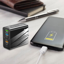 3.1A Type C PD+3USB Multiport Reiselader Standard 65W Hurtigladende Mobiltelefonlader Ladehode