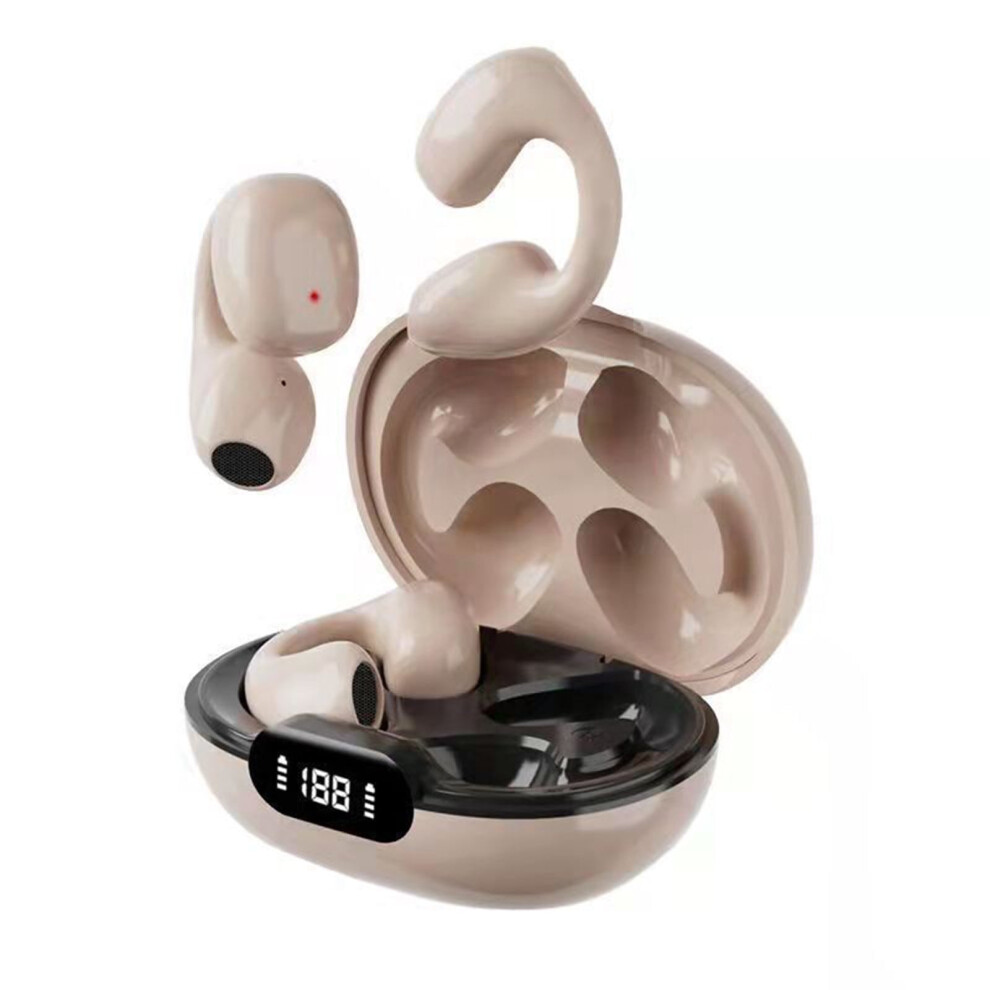 Jacenvly Ear Clip Bone Conduction Bluetooth 5.3 Earphones With Microphone, Led Display, Wireless Sports Headphones, Non-In-Ear, Long Battery Life 9191629584260