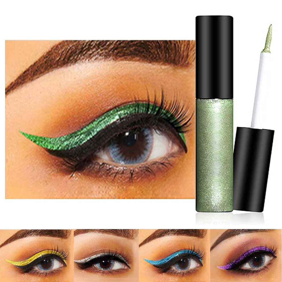 Green Glitter Eyeliner Waterproof Shimmer Metallic Liquid Eyeliner Long Lasting Intense Color