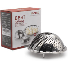 Cesta vaporera premium para verduras, el mejor paquete, compatible con olla a presión Instant Pot, cocina, 100% acero inoxidable, mango retráctil.