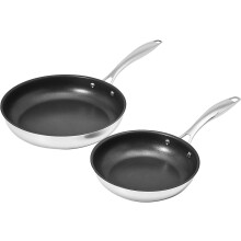2-Piece Non-Stick Stainless Steel Fry Pan Set, 10-Inch and 8-Inch