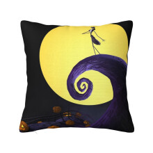 Plüschkissenbezüge „Nightmare Before Christmas“, quadratisch, doppelseitig, weiche Dekoration für Bett, Sofa, Auto, Schlafzimmer, weiß, ohne
