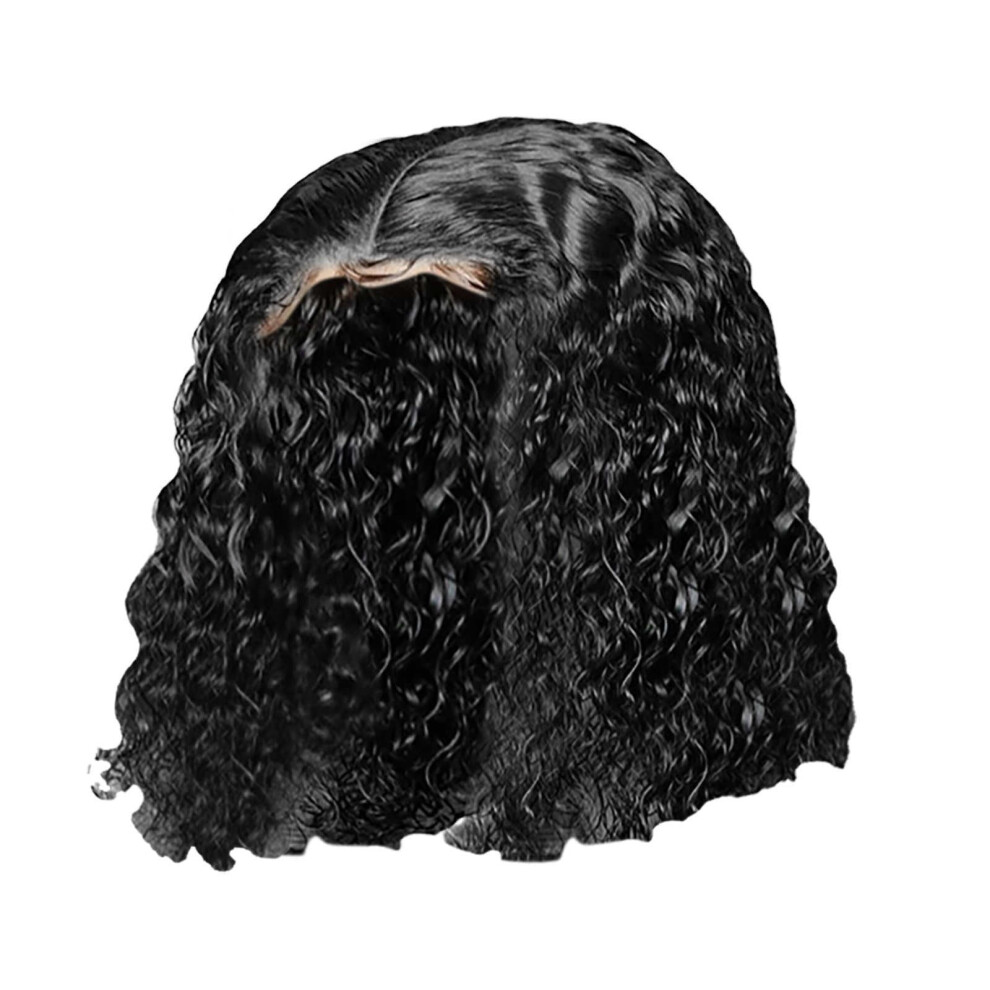 Desertasis Glueless Wigs Human Hair Pre Plucked for Women, Short Curly Black Wig, One Size, Compatible with African & European Styles