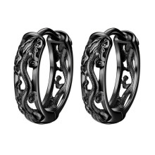 Eease Black Dragon Filigree Hoop Earrings Gothic Punk Men's Jewelry