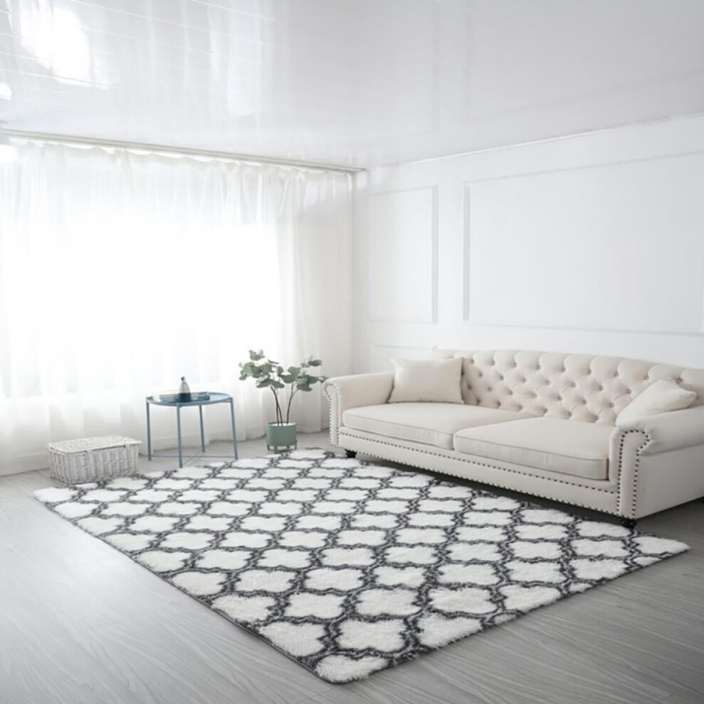 Forzero Fluffy Bedroom Rugs Shaggy Geometric Design Area Rug For Girls Baby Room Kids Living Room Home Decor Floor Carpet