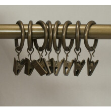 Urbanest 1" Metal Curtain Rings With Clips, Set of 40, Antique Gold