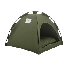 Solid Color Military Green Pet Tent House, Detachable Cat Dog Nest, Indoor Outdoor Cave Den for Large Pets