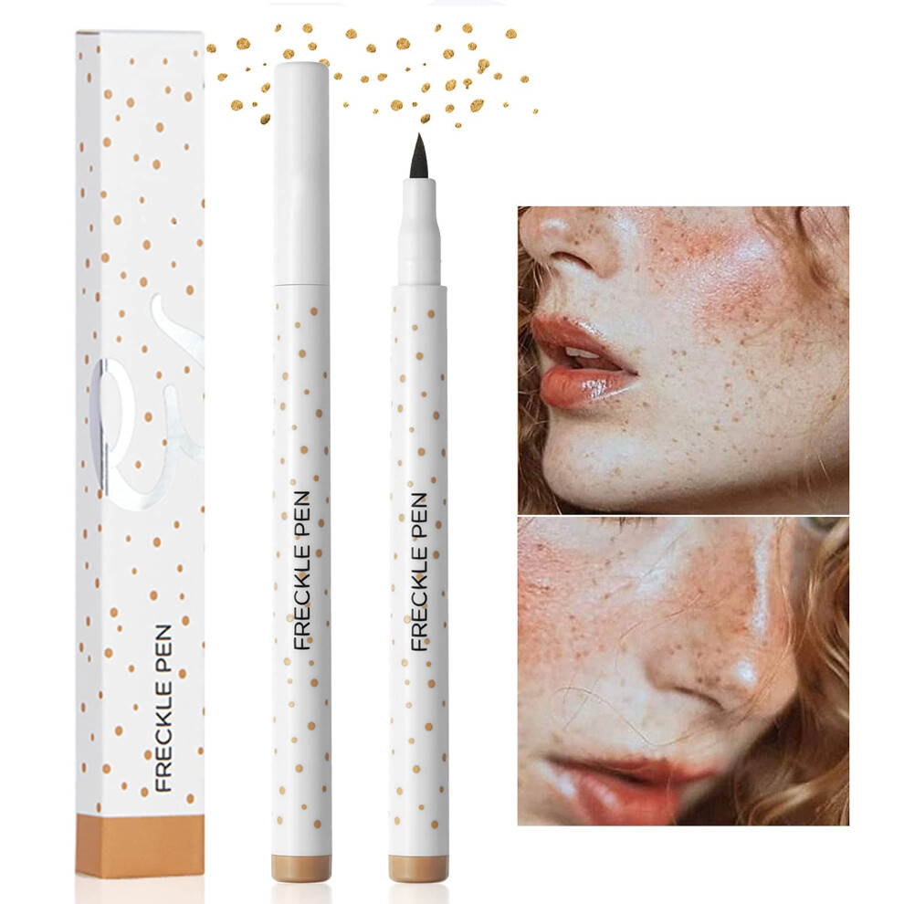 Light/Brown Freckle Pen Set Waterproof Longlasting Quickdrying Natural Freckle Makeup 2Pcs
