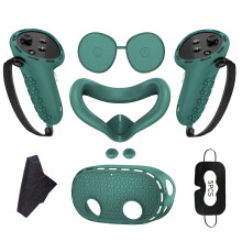 jixopn Siliconen hoesjesset voor controllers, VR-behuizing, beschermhoes, gezichtsmasker en lenskapje voor Meta Quest3S VR-headset accessoires
