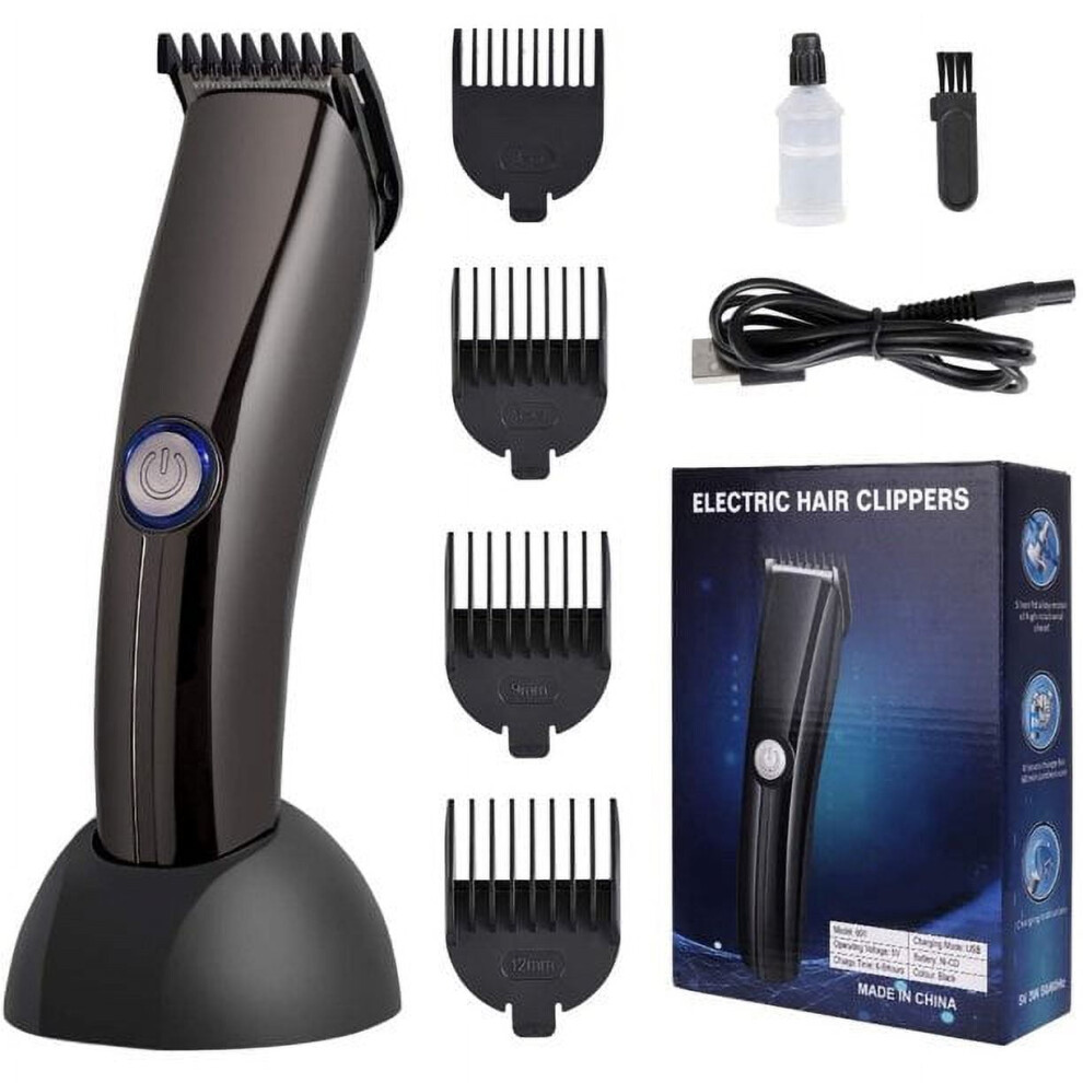 Quiet Professional Hair Clippers Set Cordless Rechargeable Hair clippers for Men and Babies with Charging Dock, 4 Comb Guides, Black