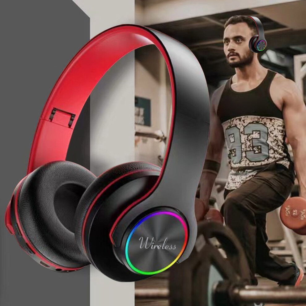 Jacenvly Wireless Bluetooth Earphones With 7-Color Breathing Lights, Foldable Subwoofer, Pluggable, Compatible With Universal Mobile Phones 9340258958915