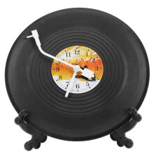 Mizh Household Vintage Style Clock Unique Vinyl Record Shape Desktop Clock Decorative Clock Decor