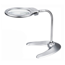 Formhéadaitheoir Solúbtha le Solas LED, Lionsaí 2X (125mm) & 5X (25mm), Plaisteach ABS, Fionnachtana Miotail, Cruach Dhosmálta, 370x165x270mm