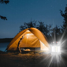Lampă de cort Donemore portabilă 2 în 1 COB+ LED roșu, compatibilă cu camping, drumeții, backpacking, pescuit, situații de urgență cu