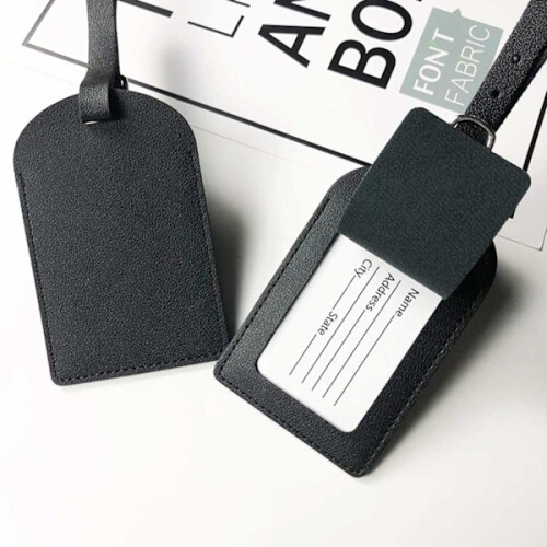 Étiquette d'adresse noire en cuir pour valise 2