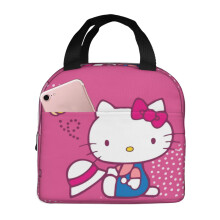 Hello Kitty Lunchtasche für Damen und Herren mit Reißverschluss, wasserdicht und wiederverwendbar, Kühltasche/Lunchbox für Büro/Picknick/Arbeit