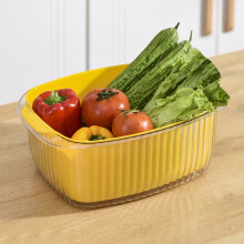Grand évier double pour la cuisine, panier à légumes et fruits avec égouttoir, compatible avec WJSXC, jaune