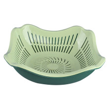Panier double couche ménager WJSXC pour fruits et légumes, bac de rangement de cuisine avec couvercle, bassine multifonctionnelle en plastique B