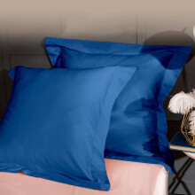 Flxxie2Pack Satin Euro Shams, Superblødt og Hyggeligt Firkantet Pudebetræk, 66 x 66 cm, Kongeblå