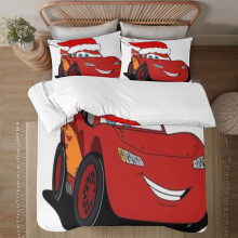 Komplet pościeli Lightning McQueen Twin w pełnym rozmiarze, 3-częściowy zestaw pościeli dla dzieci, 3 elementy, prześcieradło i 2 poszewki na
