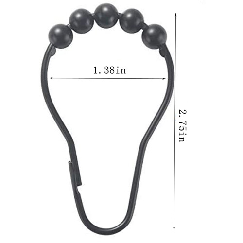 Schwarze Duschvorhanghaken / Duschvorhangringe, 12er-Packung – Edelstahl 1